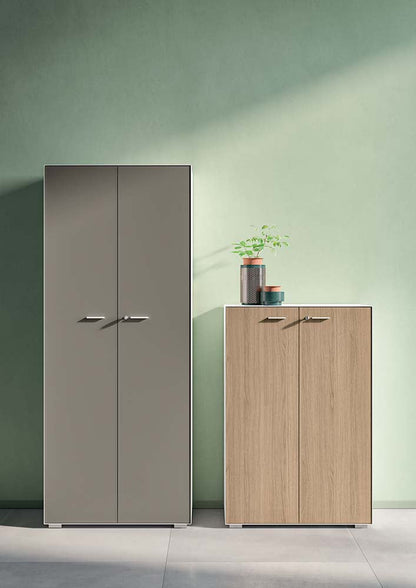 Quadrifoglio Storage Cupboard with non-locking hinged doors - includes one shelf and one coat rail