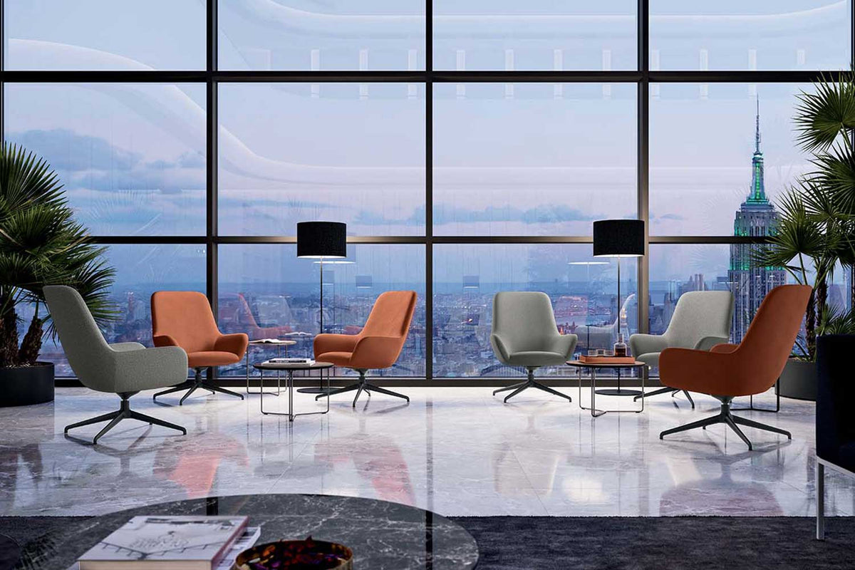 Quadrifoglio City lounge chair, high back, 4-star swivel base