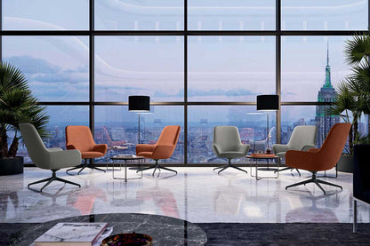Quadrifoglio City lounge chair, high back, 4-star swivel base