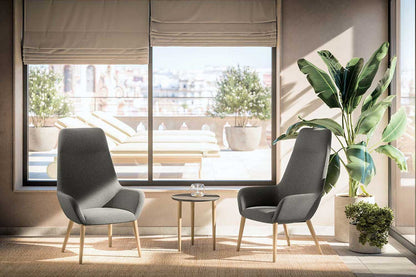 Quadrifoglio City lounge chair, high back with integral headrest, 4-star swivel base