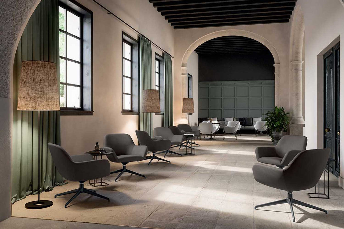 Quadrifoglio City lounge pouf, 4-star swivel base