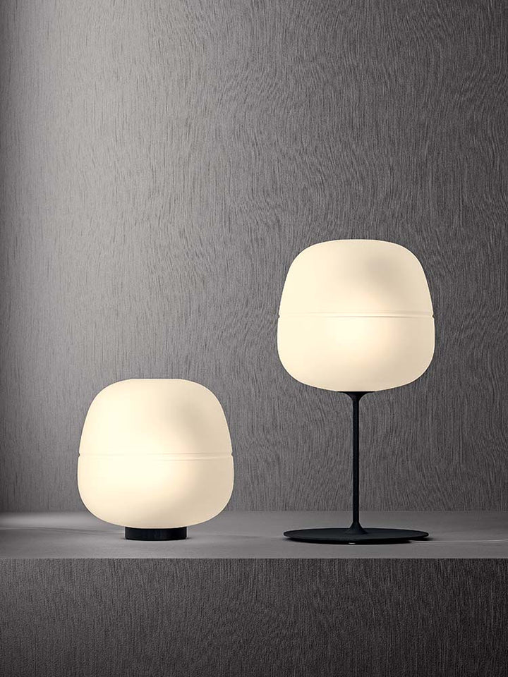 Quadrifoglio Afra, table, white acid-etched glass
