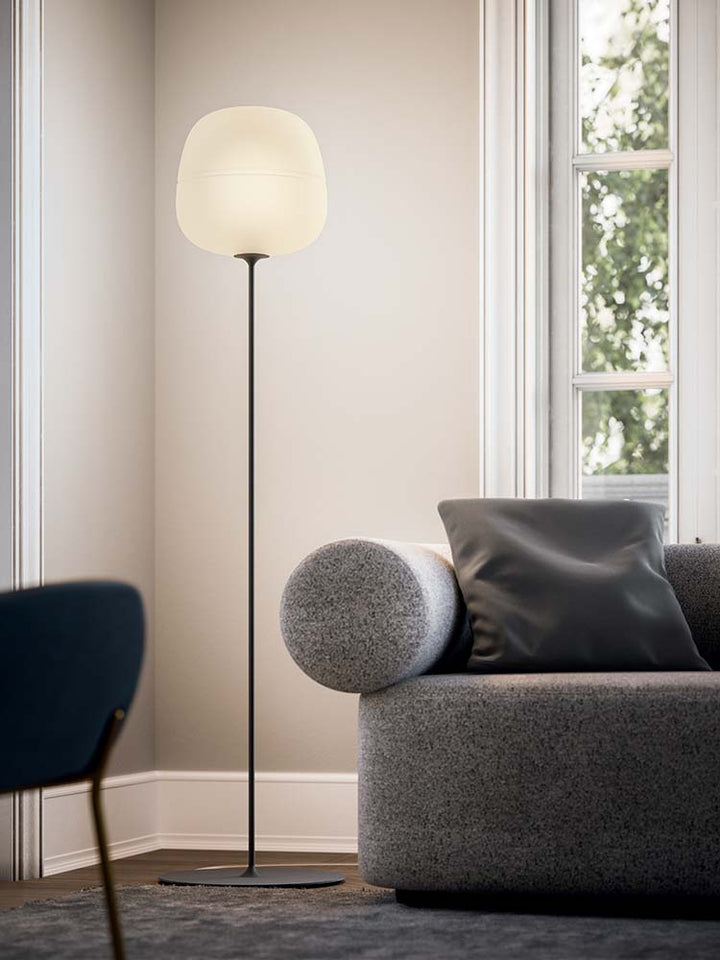 Quadrifoglio Afra, floor, white acid-etched glass