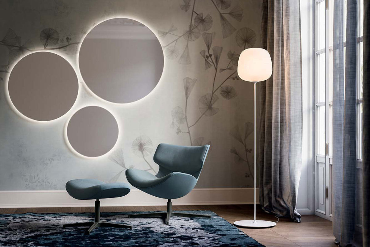 Quadrifoglio Afra, floor, white acid-etched glass