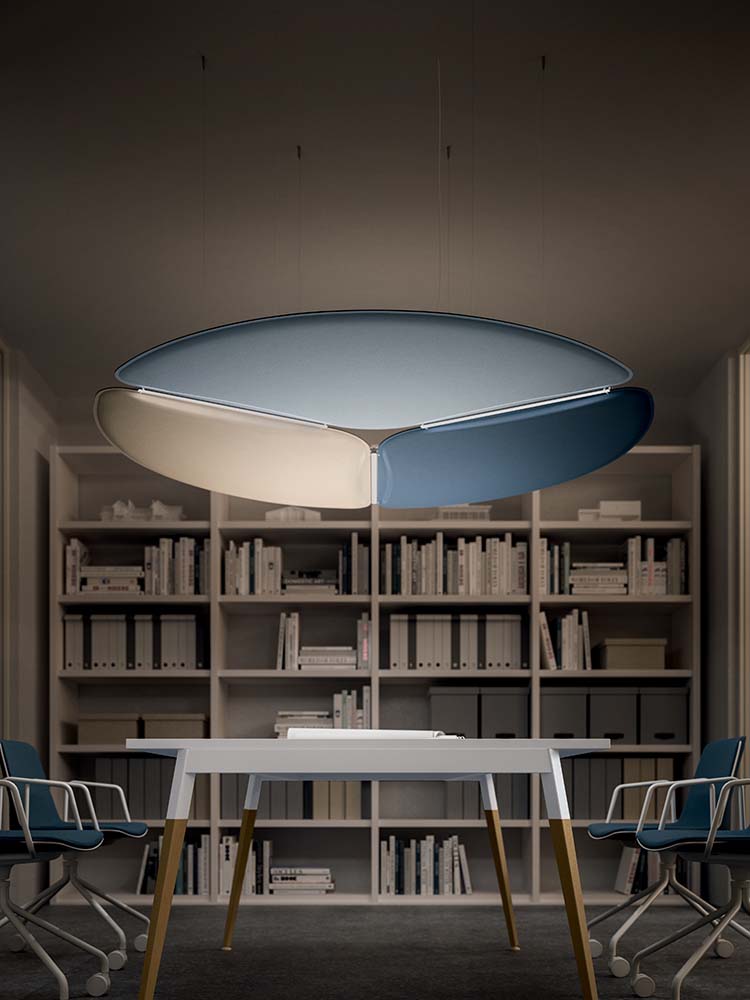 Quadrifoglio LightSound Triangle, direct/indirect light, suspension