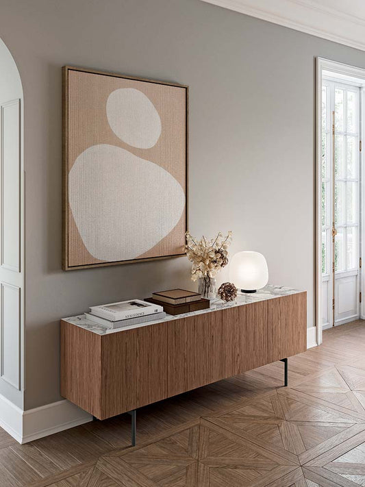 Quadrifoglio Bloom Credenza W. 200 with lacquered doors, top and sides - Back in MFC
