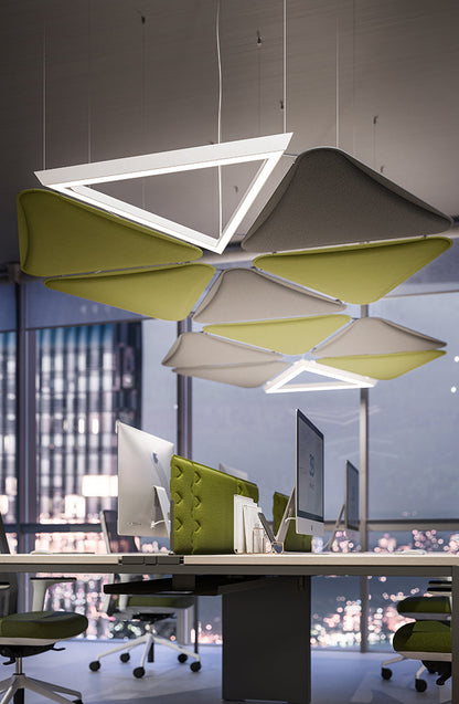 Quadrifoglio LightSound Triangle, direct/indirect light, suspension