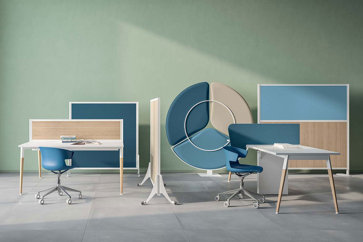 Quadrifoglio ScreenS Desk mounted framed screen - fabric covered acoustic surface