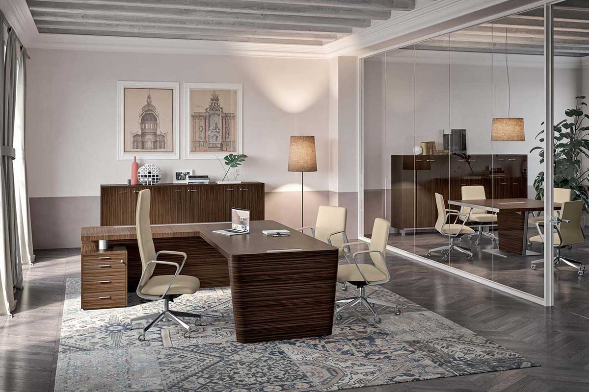 Quadrifoglio X10 Wood veneer boardroom table, 3 sections