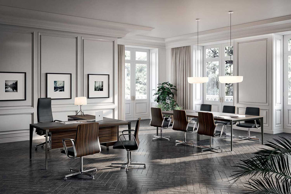 Quadrifoglio X9 Wood veneer boardroom table, 2 sections