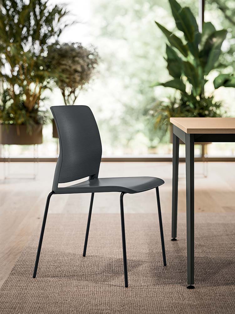 Quadrifoglio Close polypropylene stool, upholstered seat, sled base, 750mm high seat