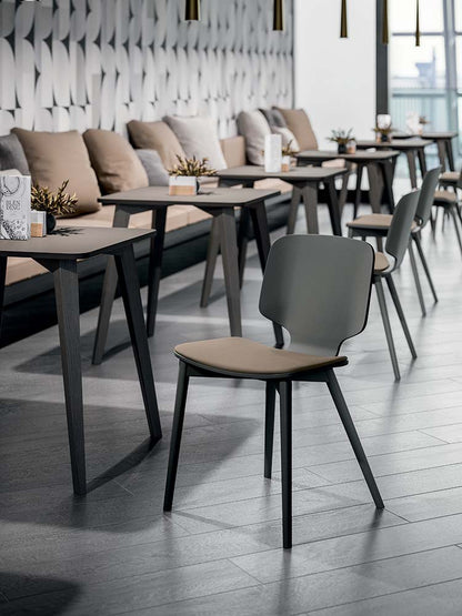 Quadrifoglio Code wooden stool, upholstered seat, 750mm high seat