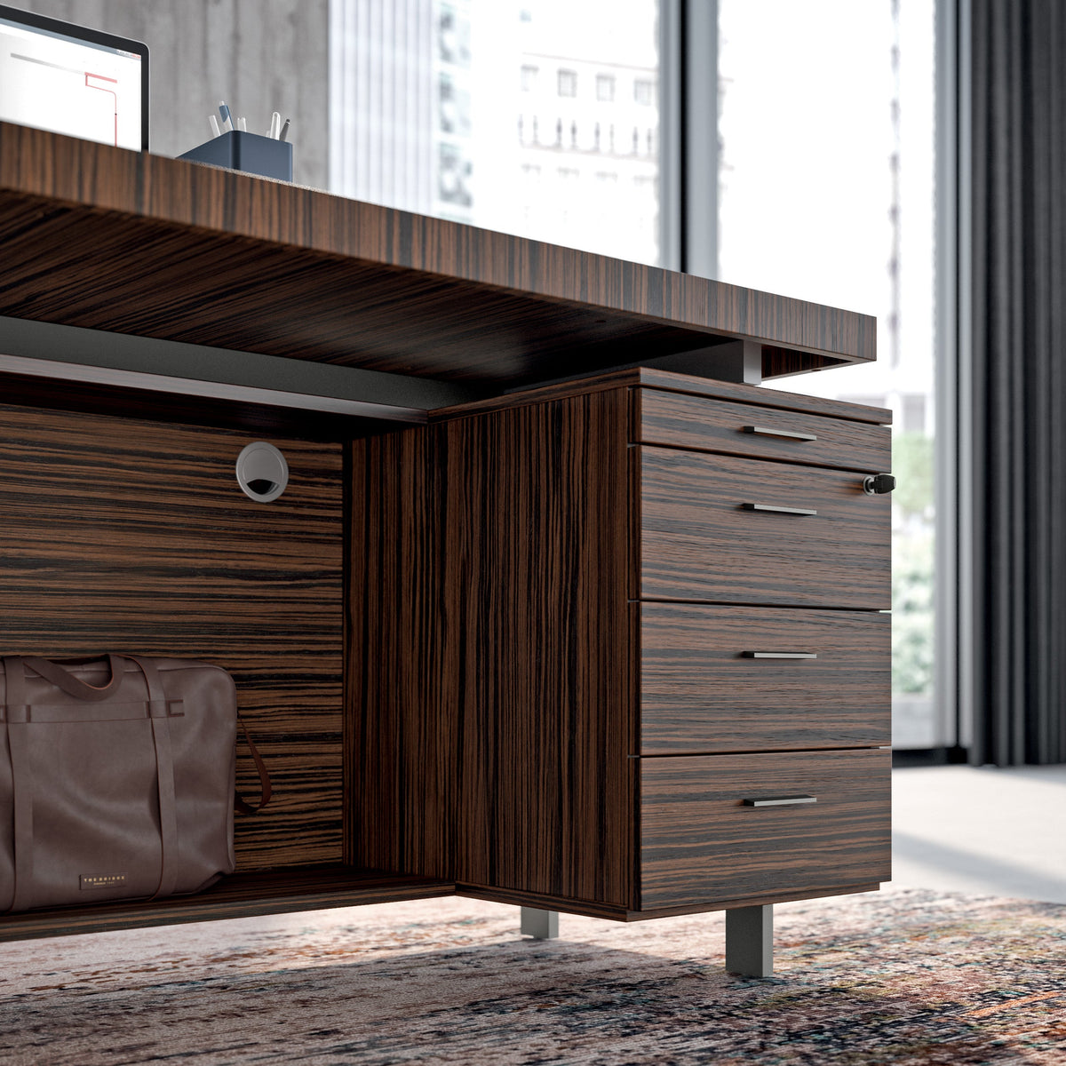 Quadrifoglio X9 Wood veneer boardroom table, 2 sections