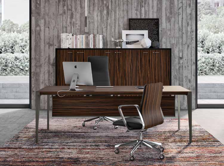 Quadrifoglio X9 Wood veneer rectangular desk — original catalogue photograph; selected configuration may vary