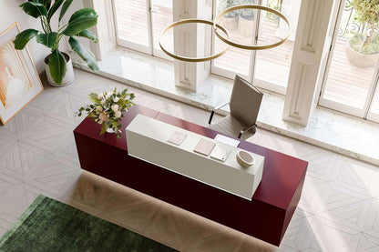 Quadrifoglio Z1 Asymmetrical straight desk with low end modules