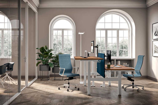 Quadrifoglio Up&Up Electrically height adjustable L-shaped desk on three-stage legs - 100cm long RH/LH return
