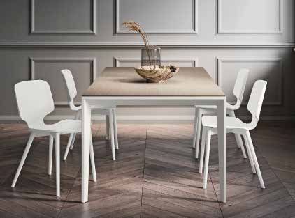 Quadrifoglio Nine Table with wood veneer top — original manufacturer photograph; selected dimensions and finishes apply