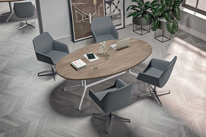 Quadrifoglio Meeting Tables Melamine oval meeting table on X2 frame