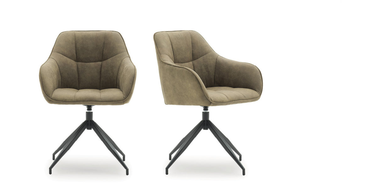 Devina Nais Dining Chair James Roll — Brown Grey — product view