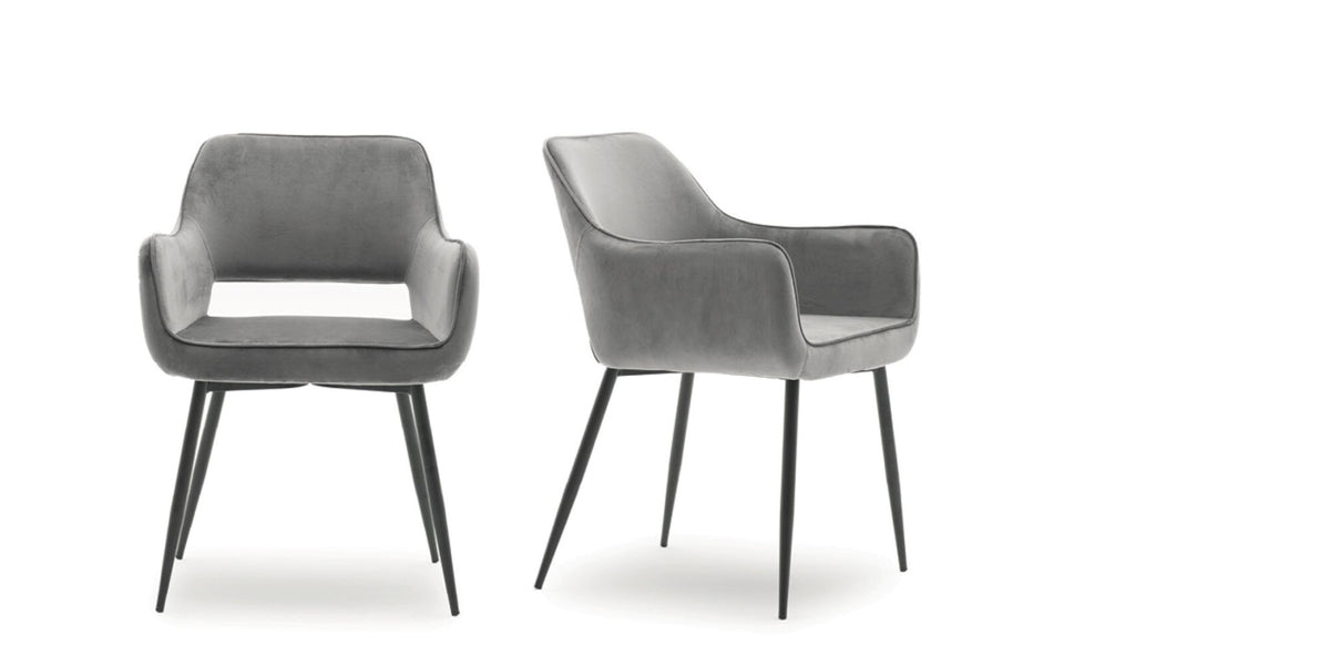 Devina Nais Dining Chair Road — Silver Velvet — product view