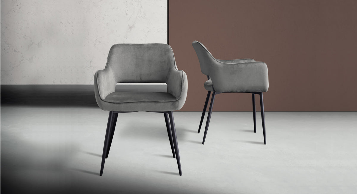 Devina Nais Dining Chair Road — Silver Velvet — additional view
