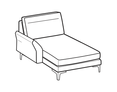 LeComfort THOAS UP reversible chaise longue module — indicative technical drawing; choose the required size and side