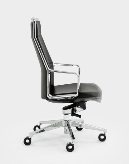 Viganò ADELE ADD3H executive chair — Azalea leather and polished aluminium configuration