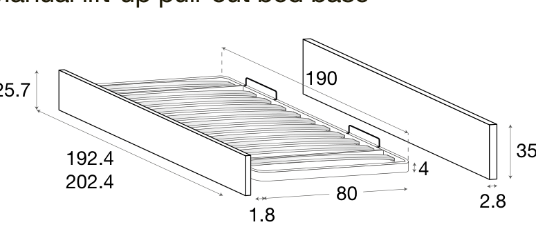 Zalf pull-out bed base and drawers for beds — official manufacturer technical illustration