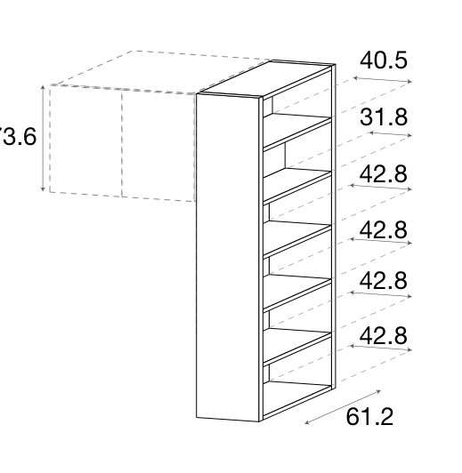 Zalf support bookcase — official manufacturer technical illustration