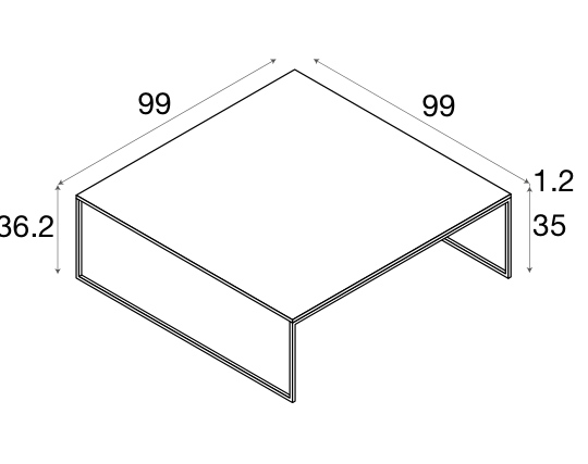 Zalf Kubic coffee table — official manufacturer technical illustration