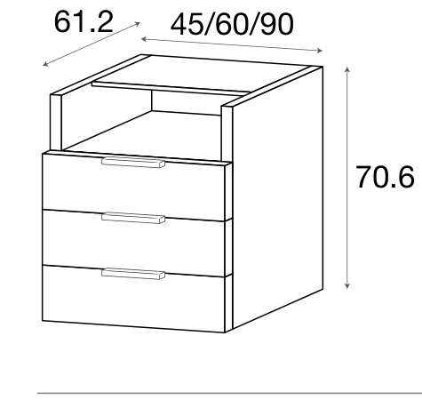 Zalf desk drawer unit — official manufacturer technical illustration