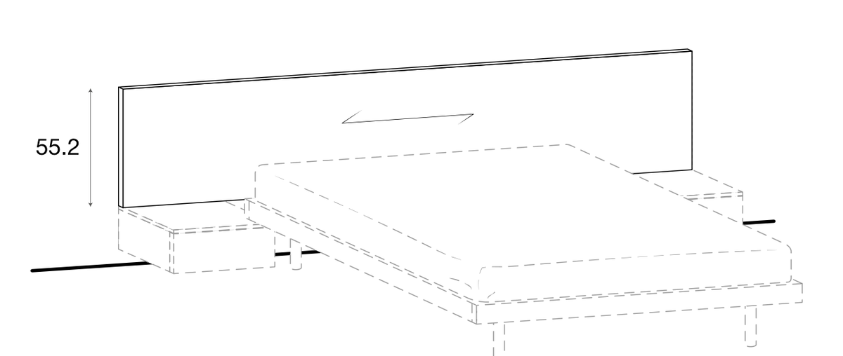 Zalf melamine headboard panel — official manufacturer technical illustration