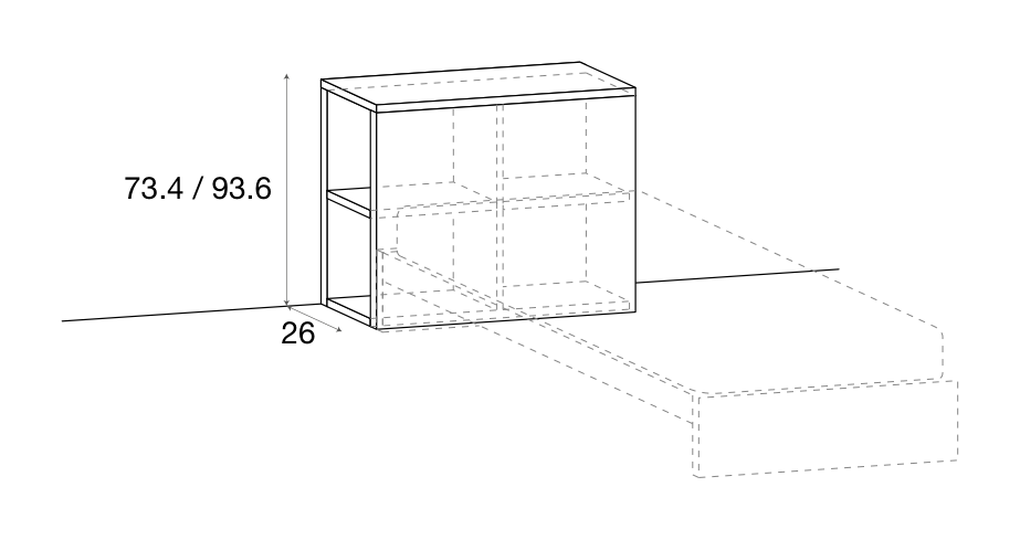 Zalf storage headboard — official manufacturer technical illustration