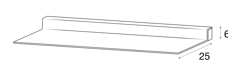 Zalf metal wall shelf Th. 0.3 cm — official manufacturer technical illustration