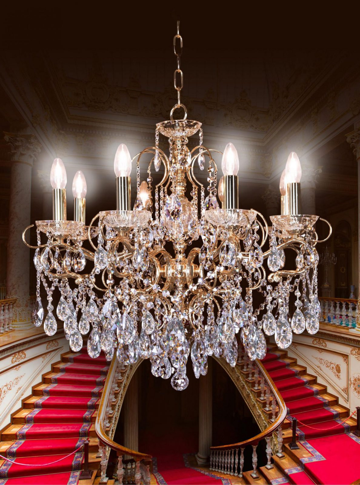 Arredoluce – Chandelier 8-light gold and crystal – 737/8 – Luxury Crystal